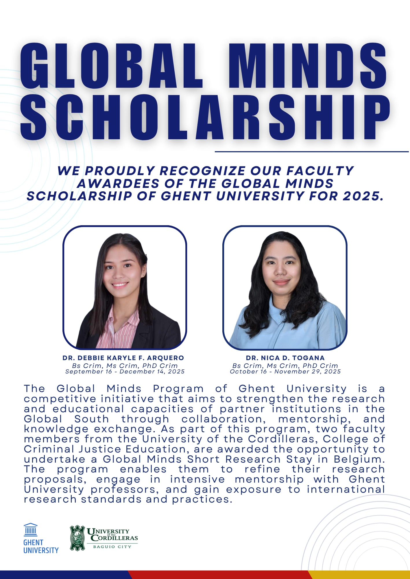 Global Minds Scholarship: UC-CCJE Faculty to Conduct Research at Ghent University